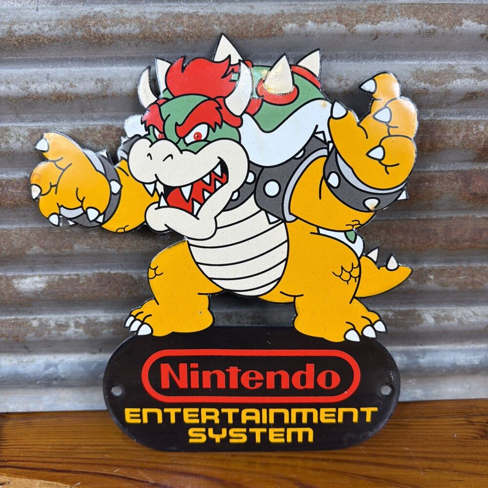 Bowser "Mario Nemesis" Nintendo NES Porcelain Enamel Sign 10" x 7.5"